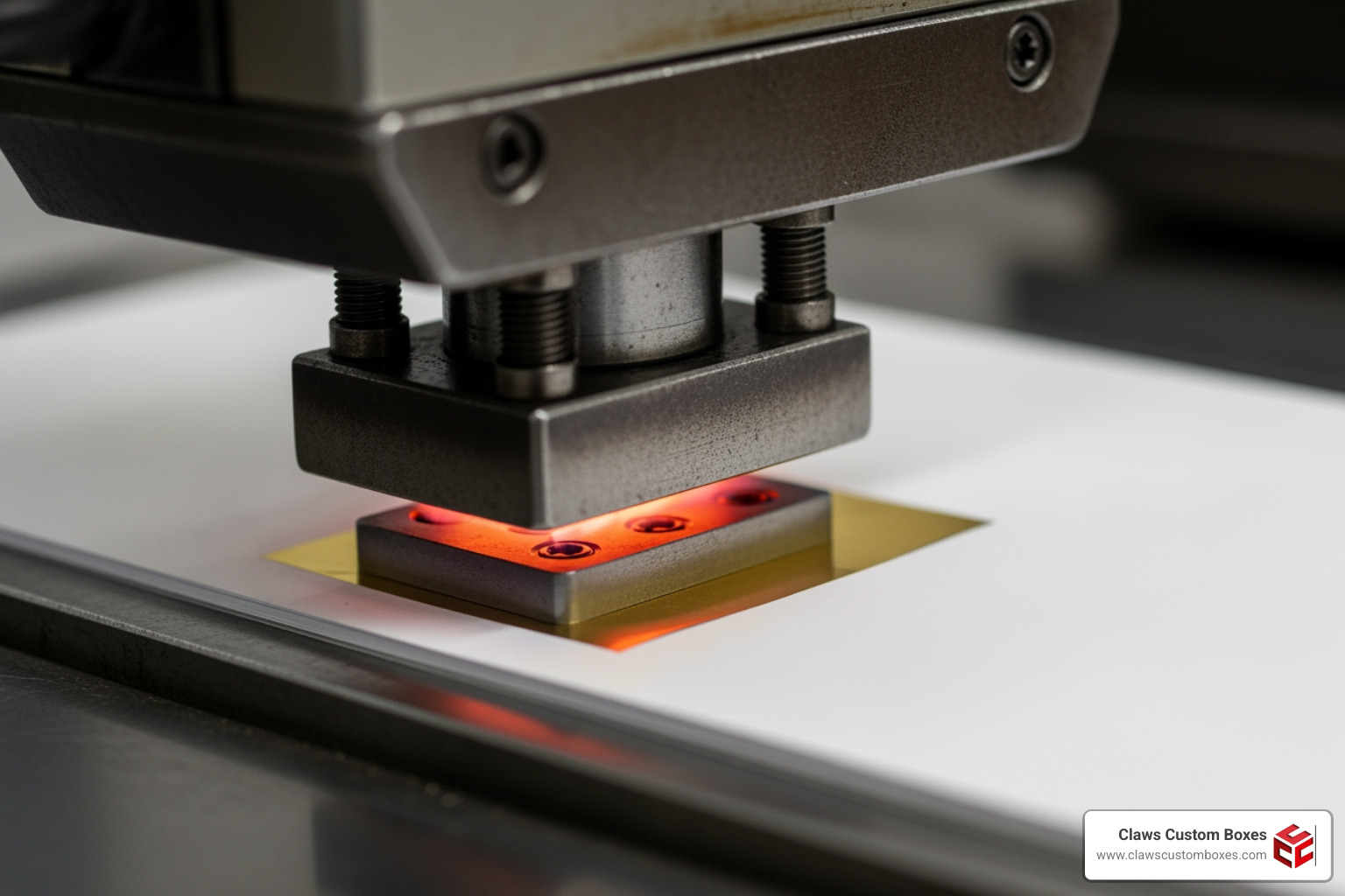 Heated metal die used for traditional hot foil stamping on packaging
