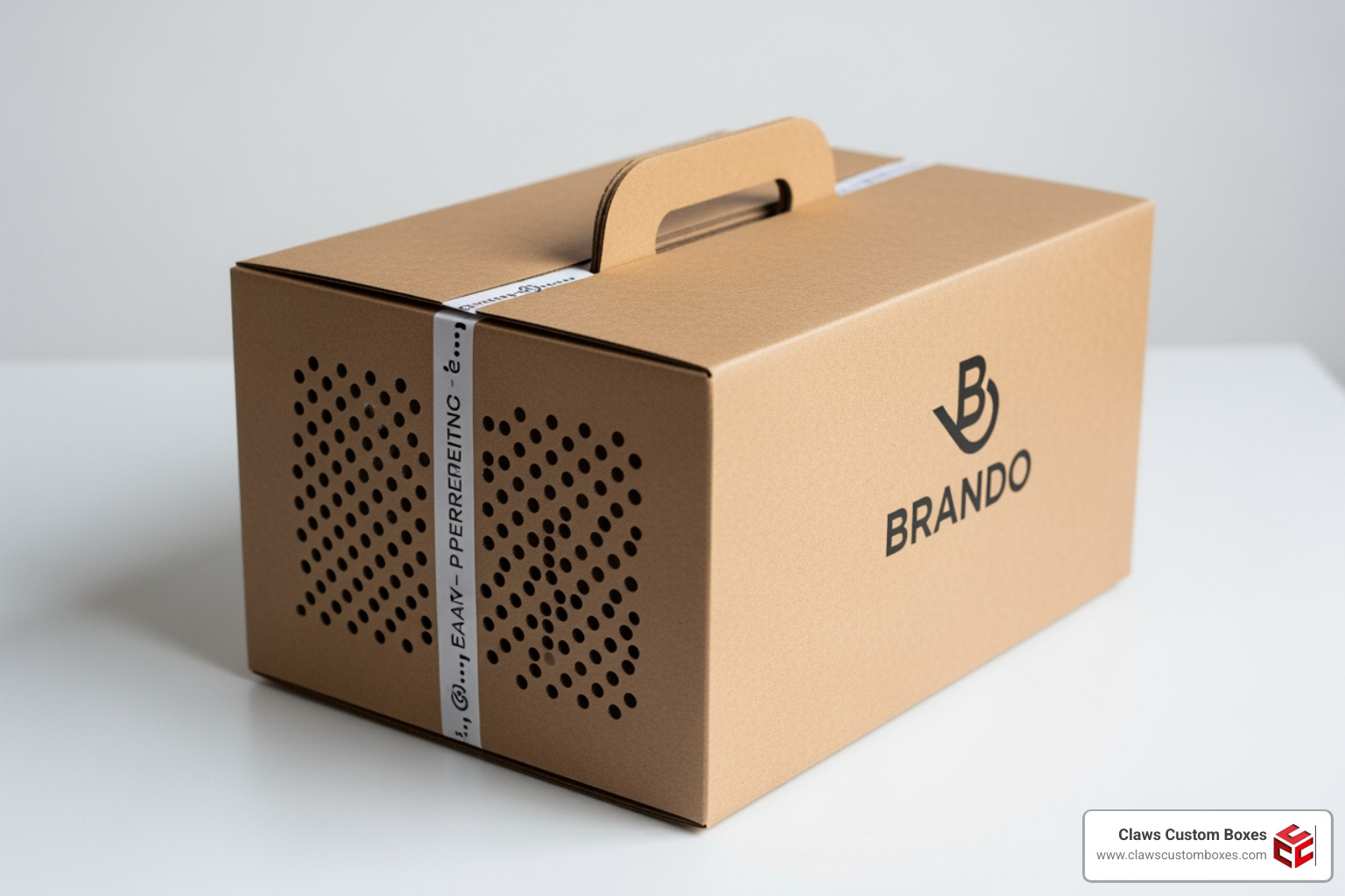 Custom printed eco-friendly perforated box with a brand logo