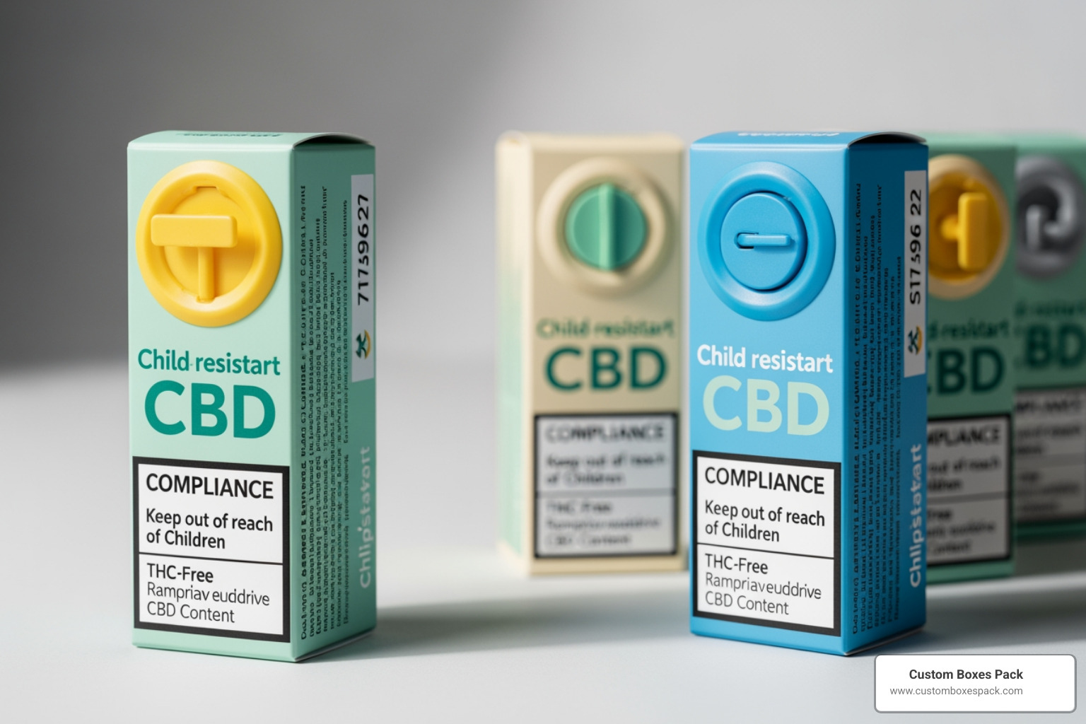 Child-resistant CBD packaging with safety locks and clear compliance labeling