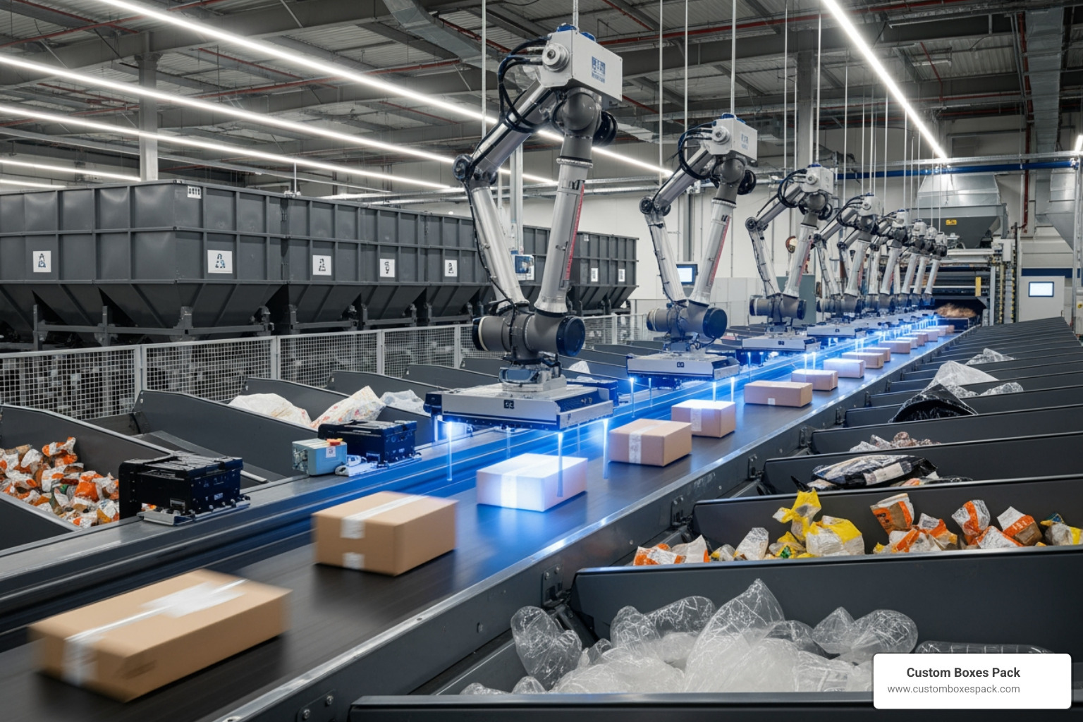 recycling facility sorting line using NIR technology and automated separation