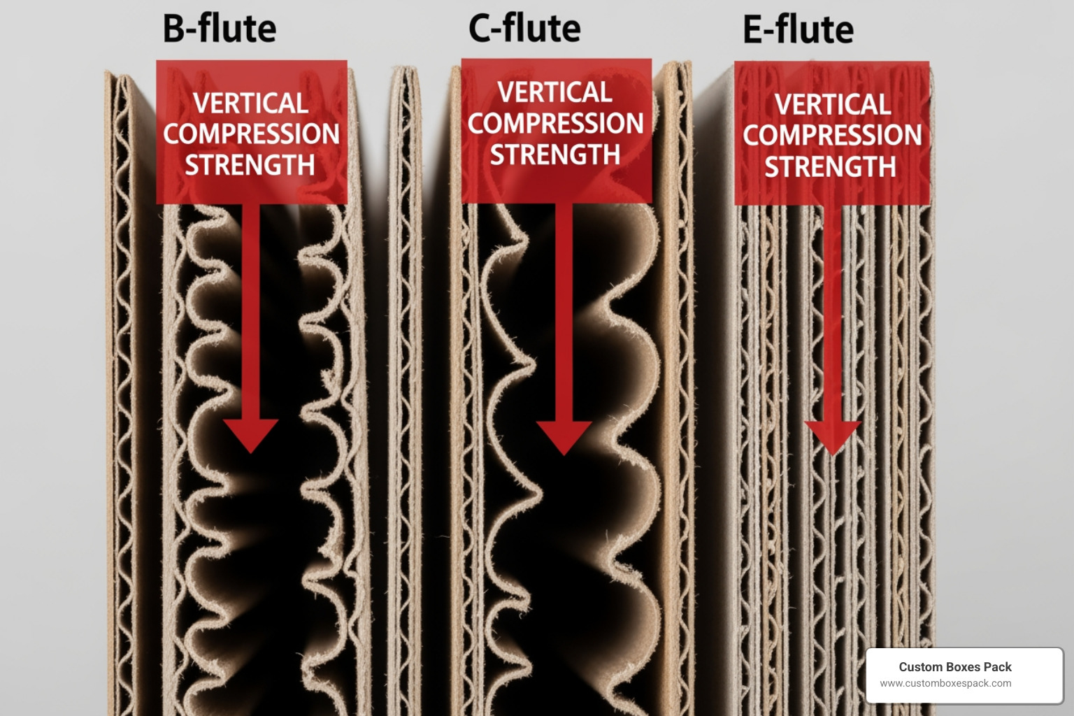 Image of corrugated flute profiles showing vertical strength for retail displays