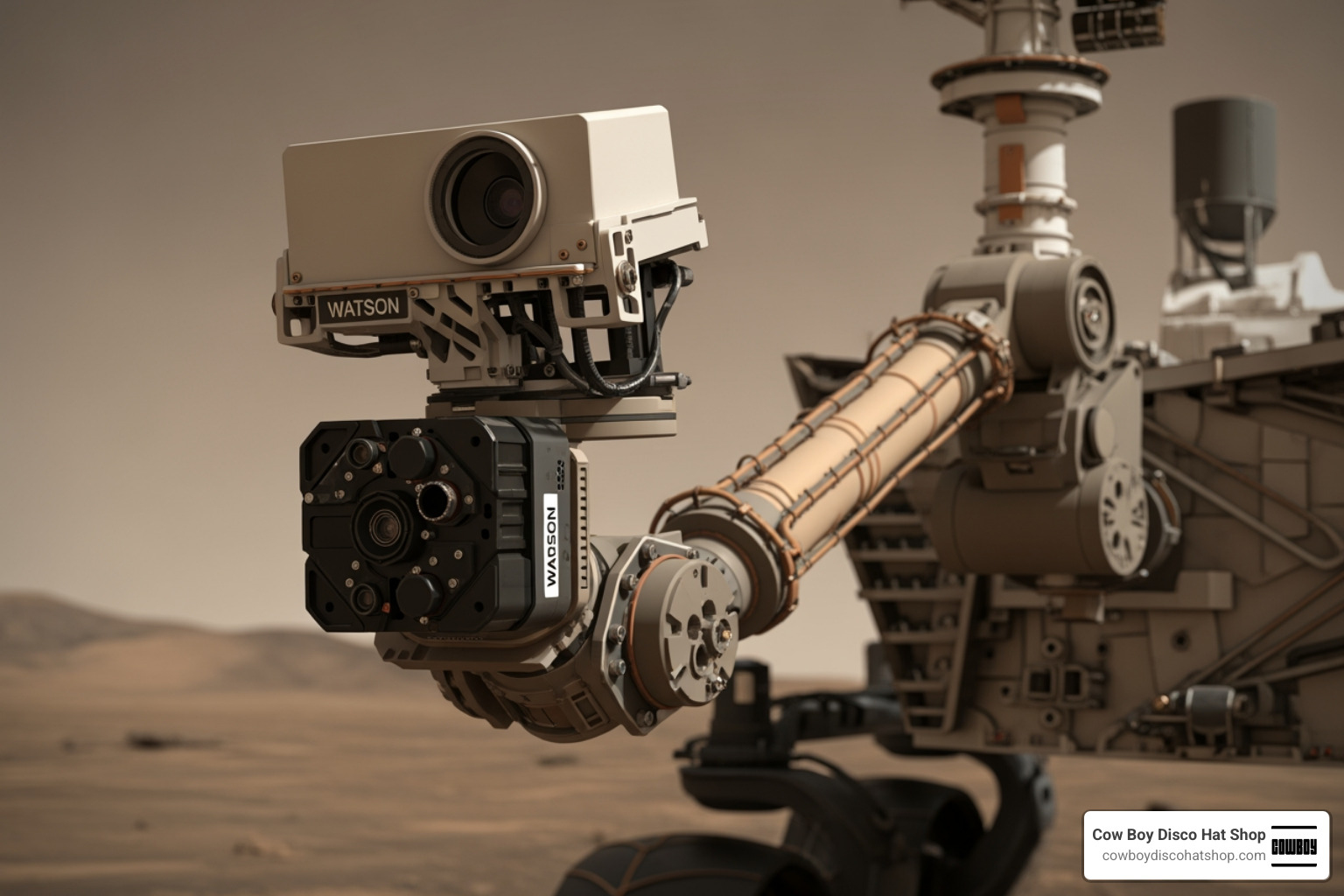 The WATSON camera mounted on the end of Perseverance's robotic arm