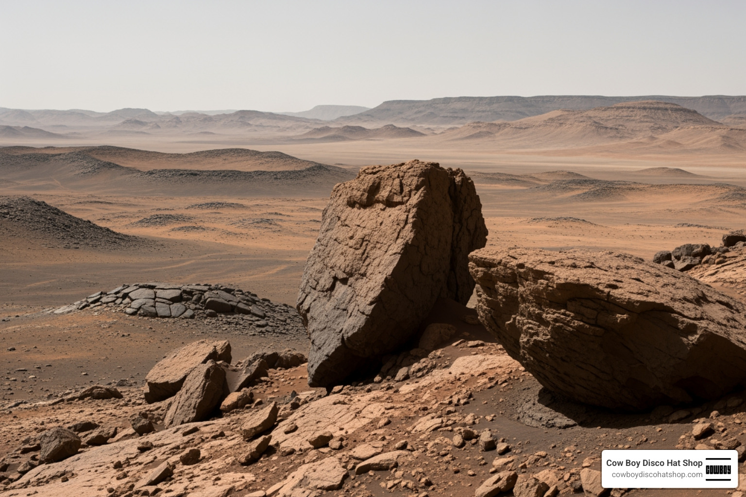 The windswept Arbot landscape featuring diverse rock textures and ancient megabreccia