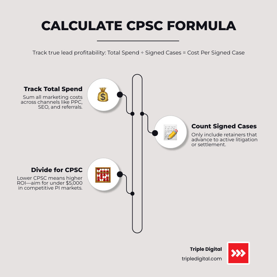Infographic showing the math: Total Spend / Number of Signed Cases = CPSC infographic