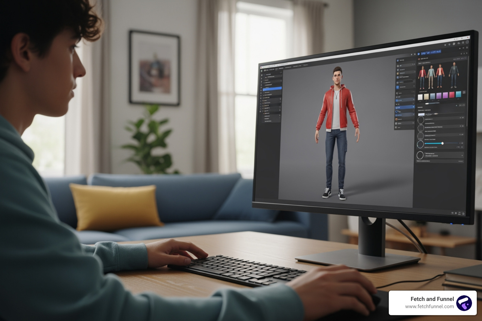 User customizing a 3D avatar User customizing a 3D avatar