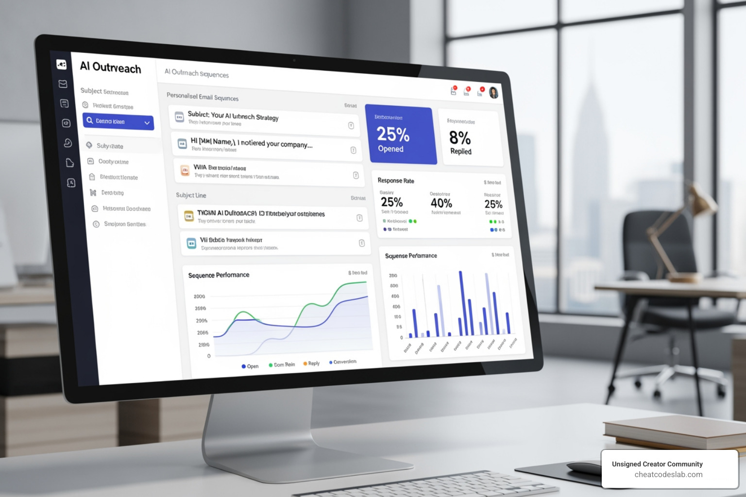 AI outreach dashboard showing personalized email sequences and response rates