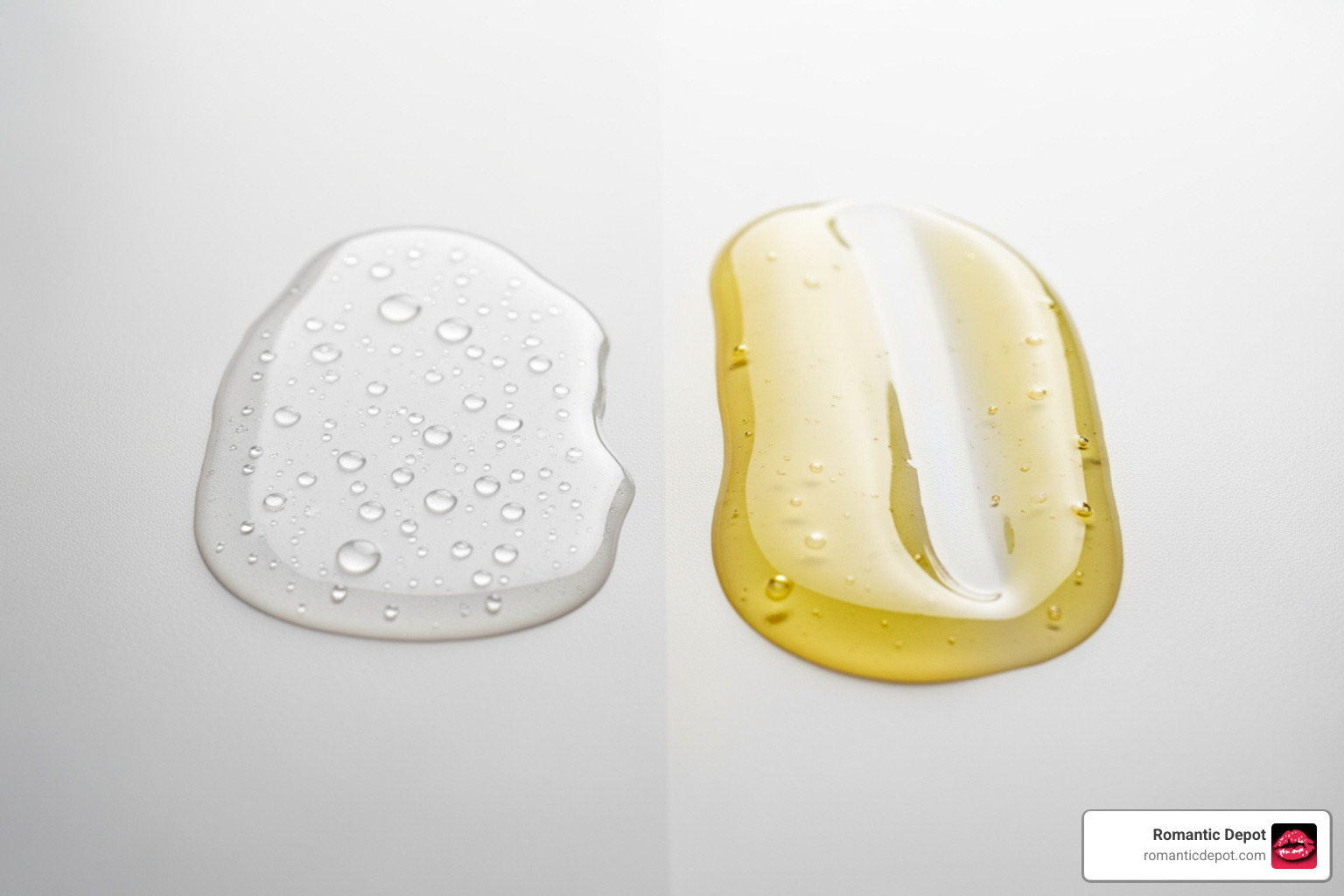 Comparison of water-based and silicone-based lubricant textures Comparison of water-based and silicone-based lubricant textures