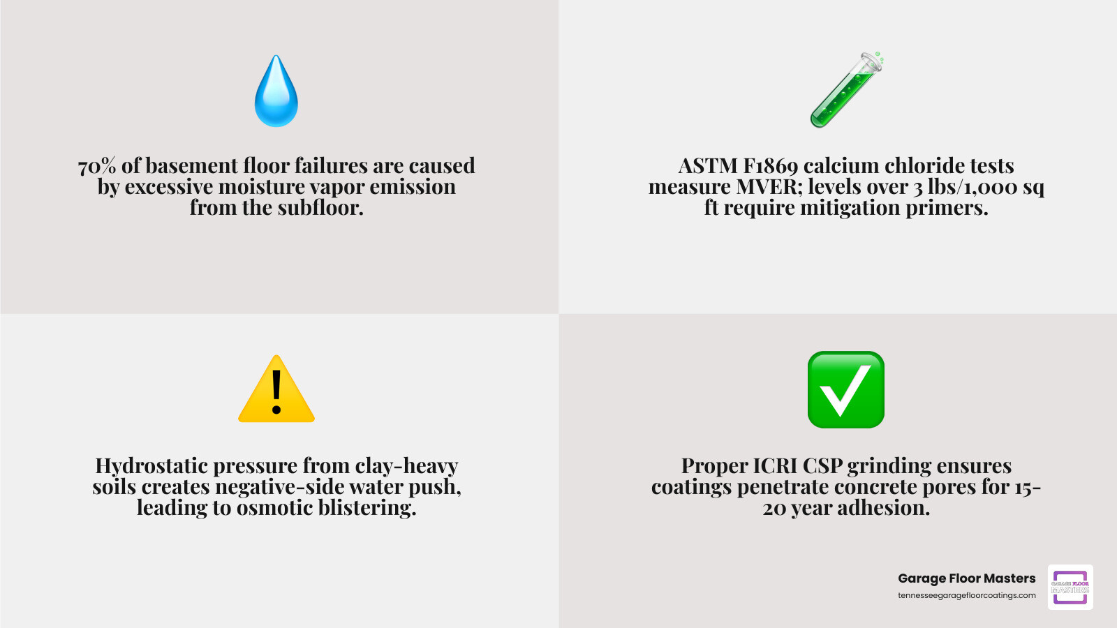 Statistics on moisture-related floor failures infographic