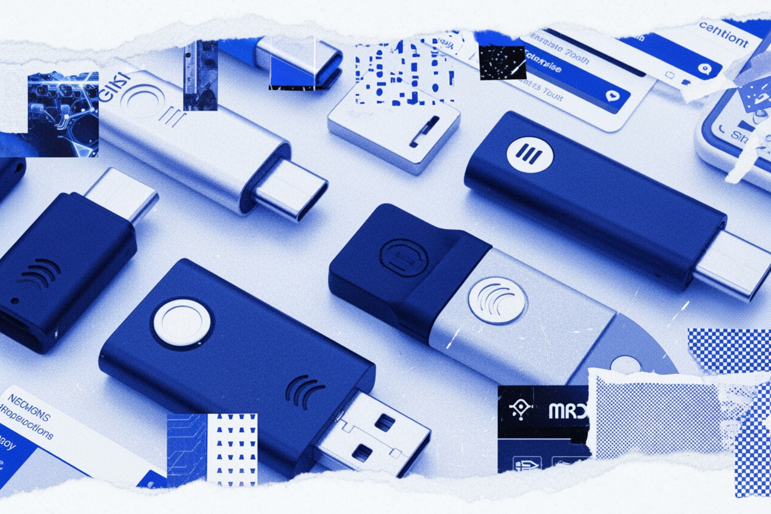 USB-C and NFC keys collage USB-C and NFC keys collage