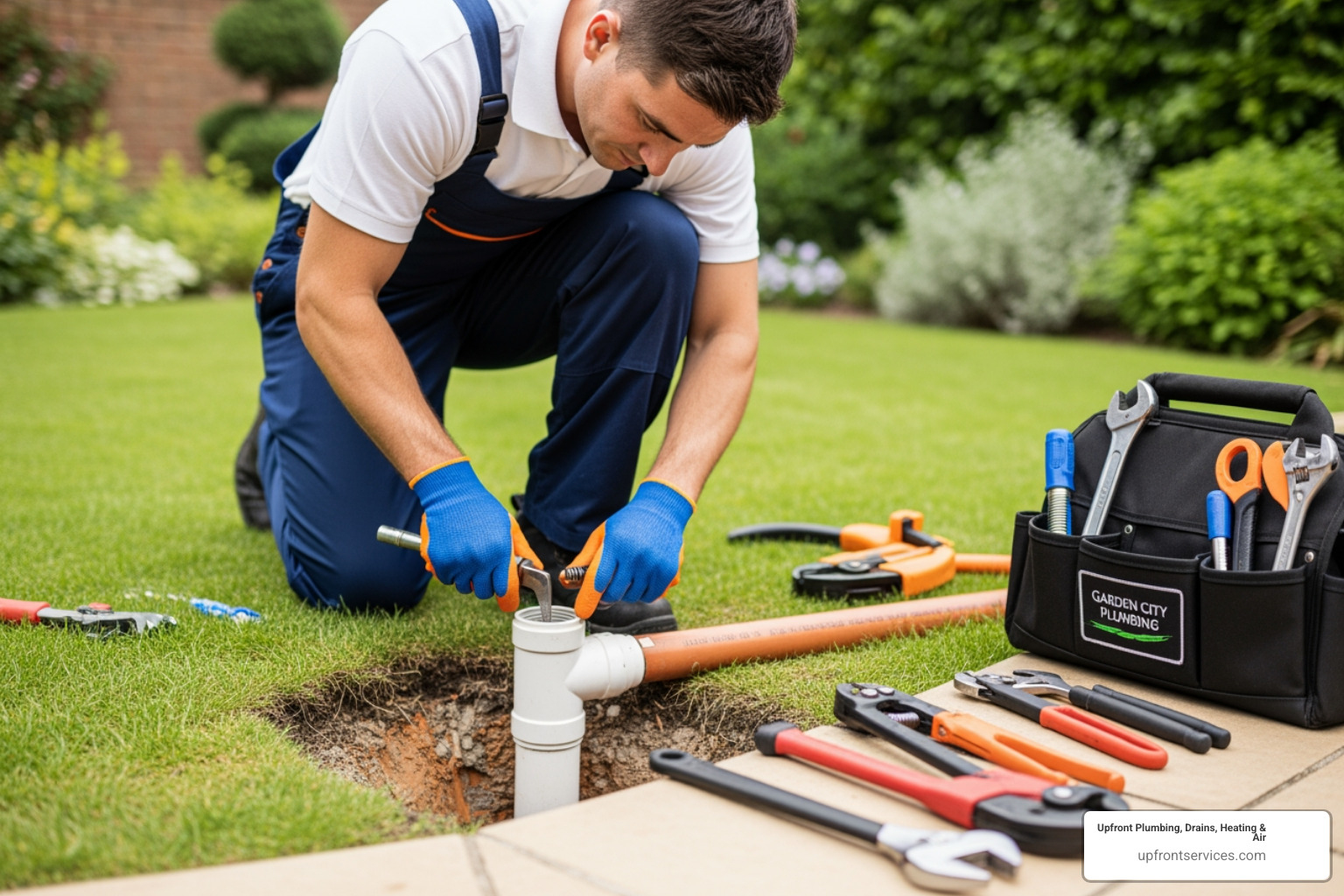 Tree roots invading a sewer line causing the need for drain repair Garden City