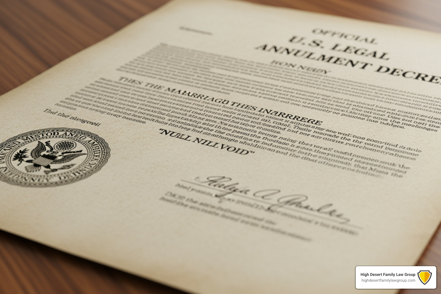 Legal annulment decree document Legal annulment decree document