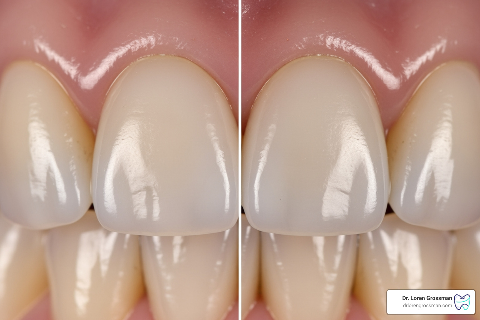 A comparison of porcelain and composite resin veneer materials showing texture and translucency A comparison of porcelain and composite resin veneer materials showing texture and translucency