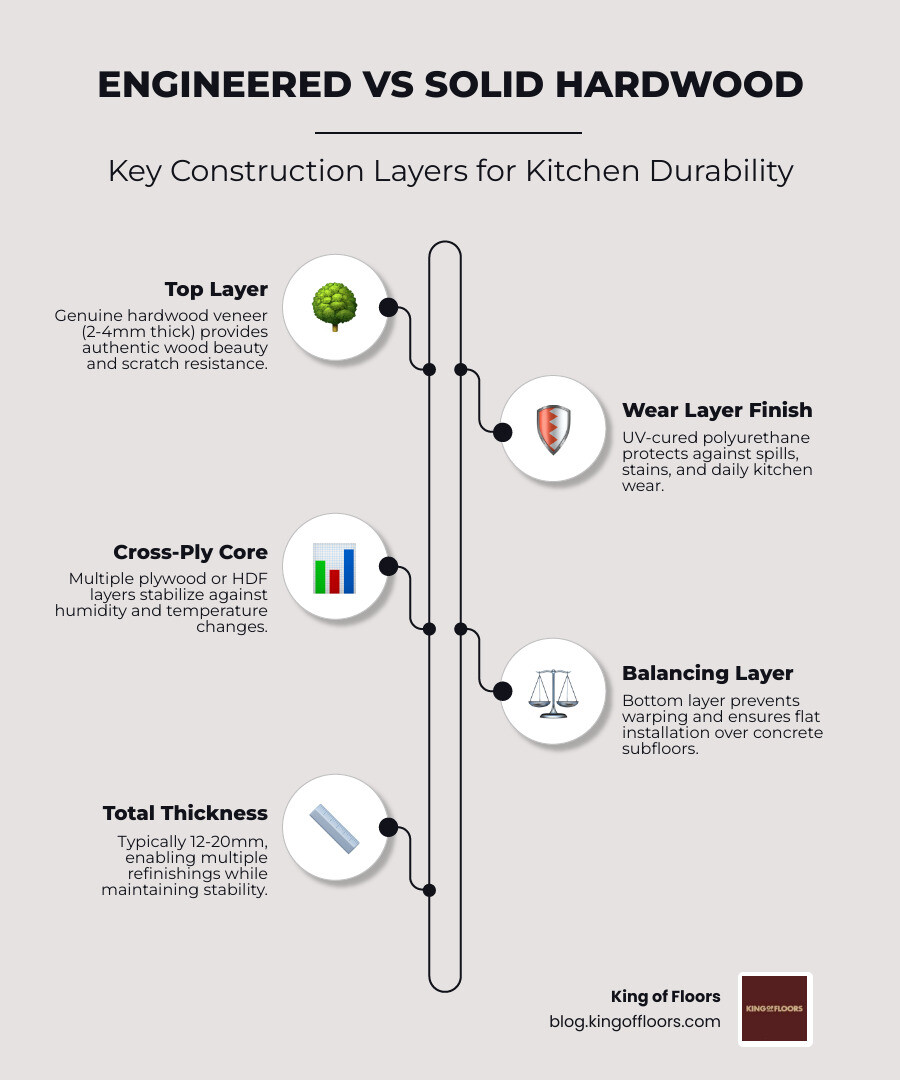 Engineered flooring construction diagram infographic