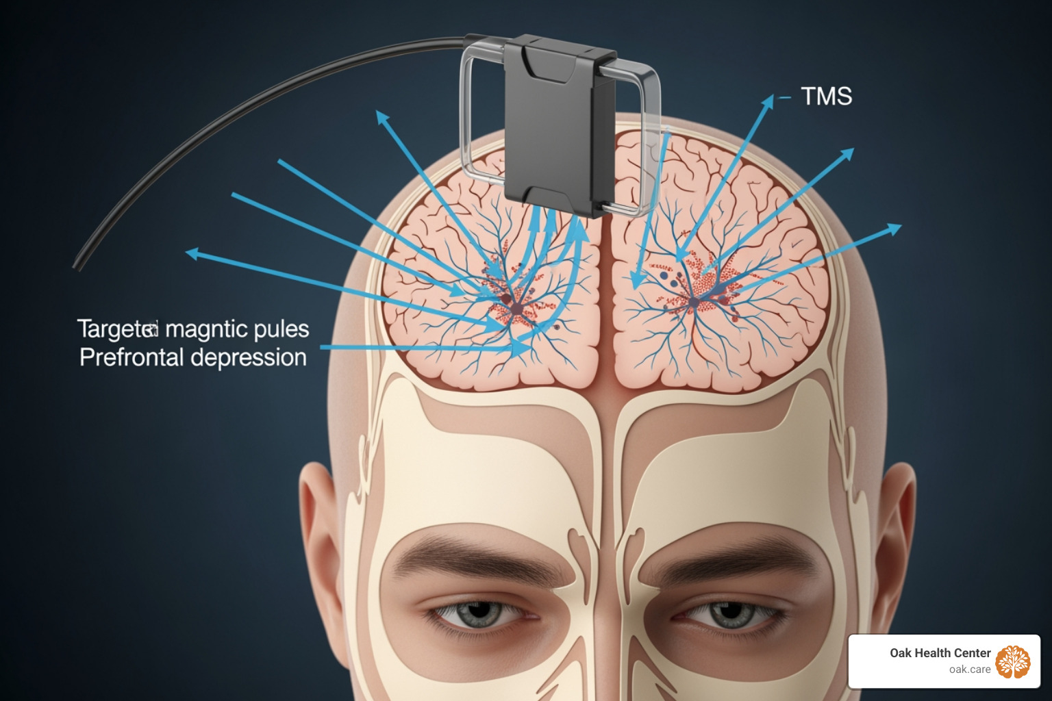 A diagram illustrating how TMS therapy works A diagram illustrating how TMS therapy works