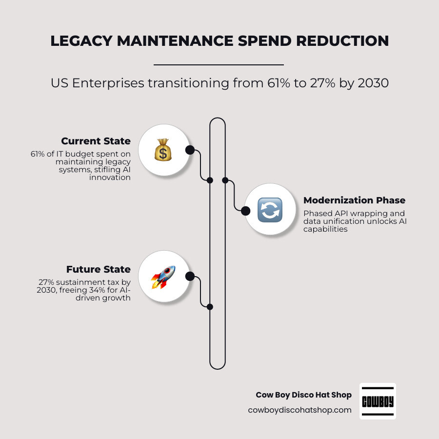 Infographic showing transition from 61% maintenance spend to 27% by 2030 infographic