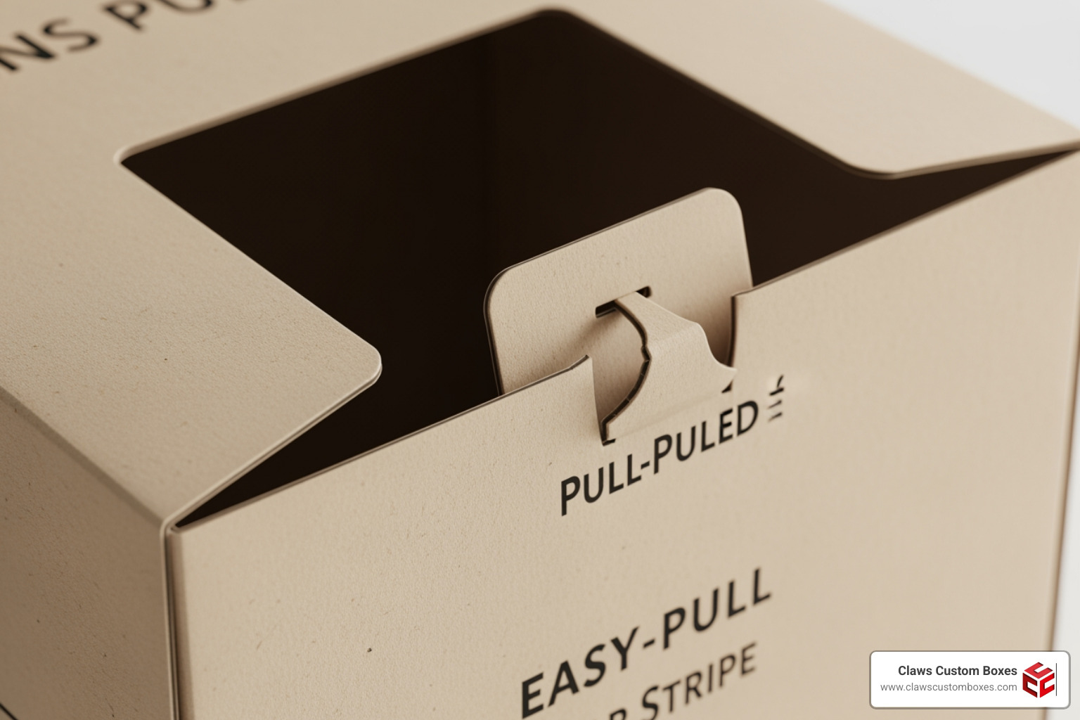 Interactive pull-tab and perforated opening on a custom mailer box Interactive pull-tab and perforated opening on a custom mailer box