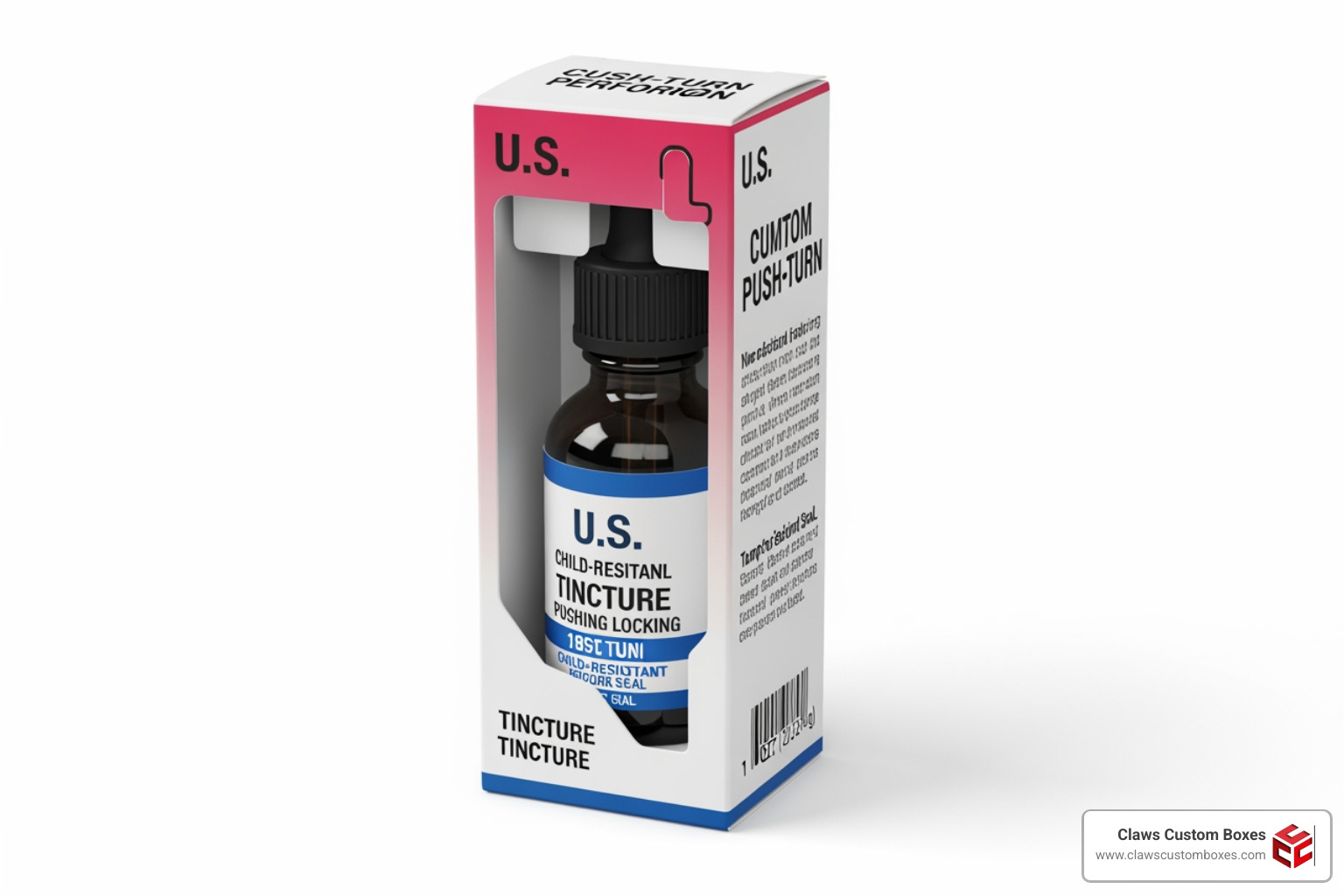Custom tincture box with child-resistant locking mechanism and tamper-evident seal
