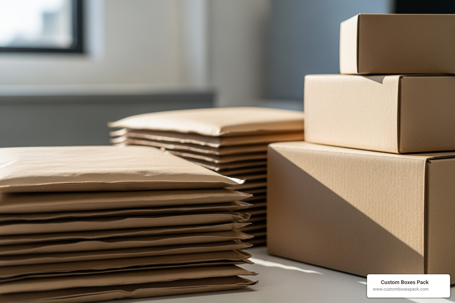 Biodegradable shipping mailers and eco-friendly boxes made from recycled Kraft paper