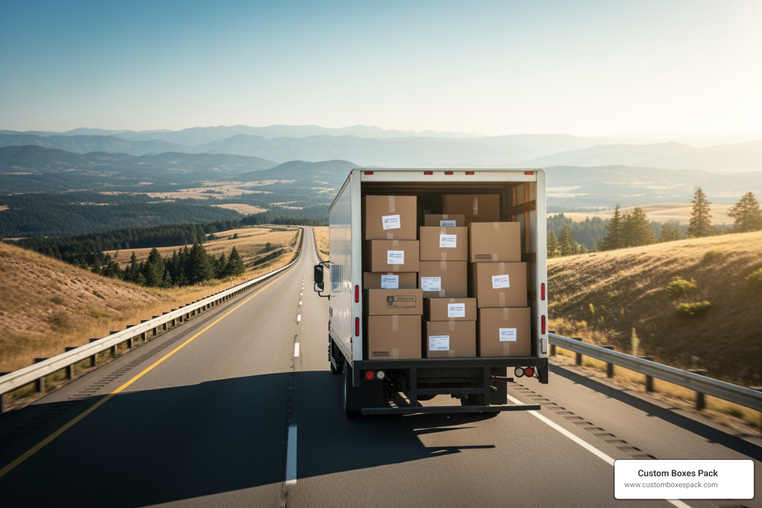 local delivery truck transporting custom corrugated boxes