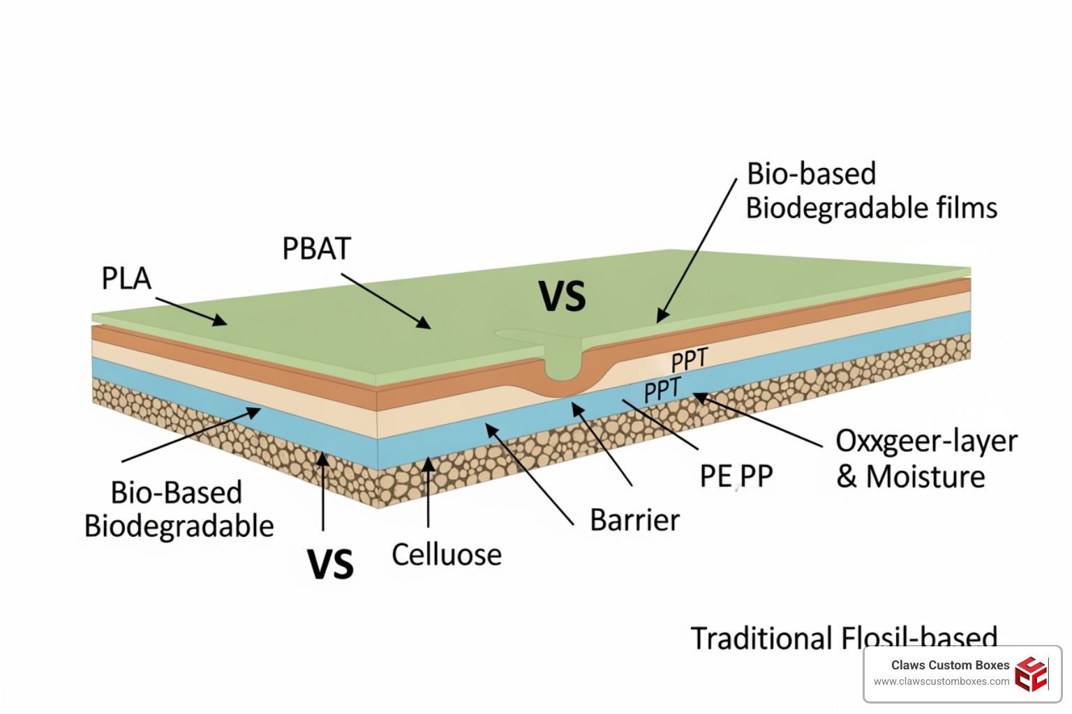 Comparison of bio-based film layers versus traditional fossil-based plastic films