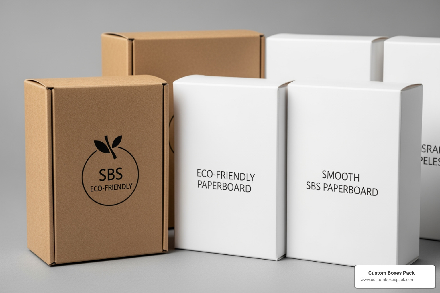 eco-friendly kraft boxes and white SBS paperboard boxes