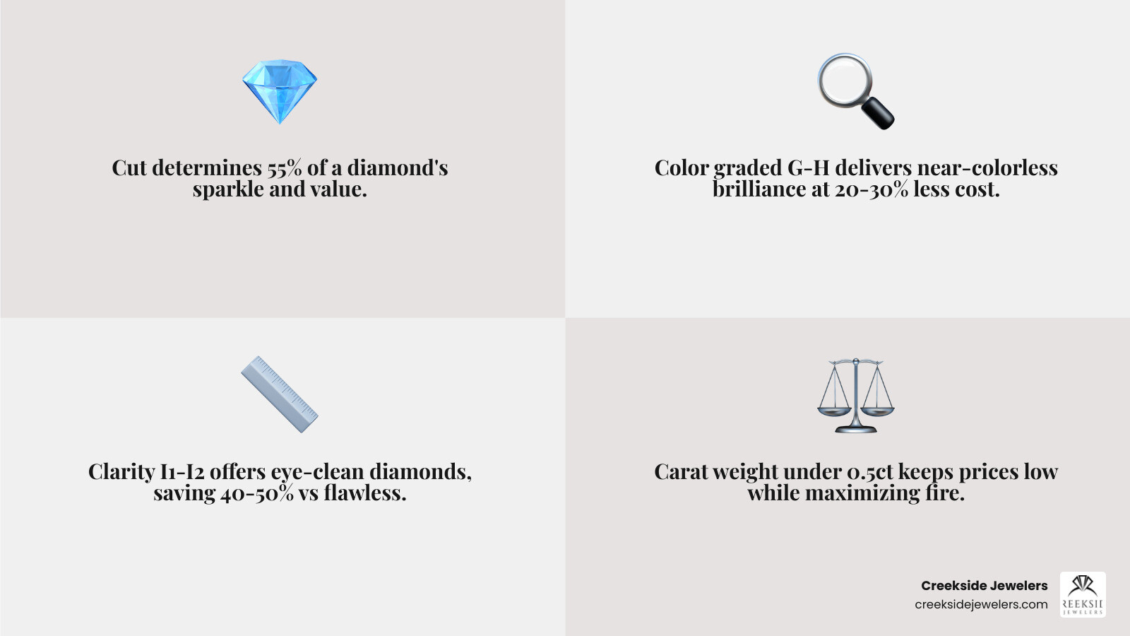 Infographic showing the 4Cs of diamonds and their impact on ring pricing for budget shoppers infographic Infographic showing the 4Cs of diamonds and their impact on ring pricing for budget shoppers infographic