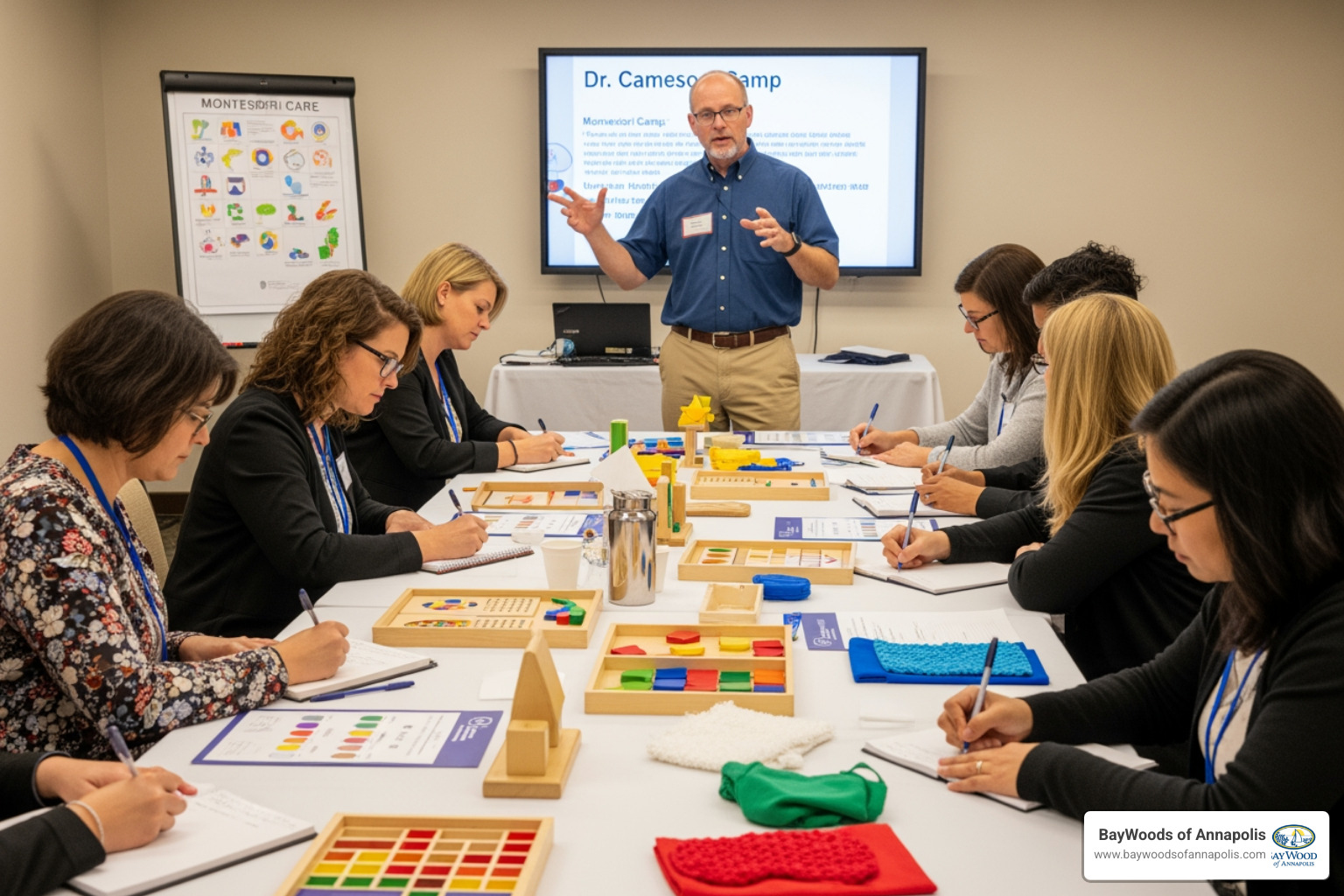 Dr. Cameron Camp conducting a Montessori training session for memory care professionals Dr. Cameron Camp conducting a Montessori training session for memory care professionals