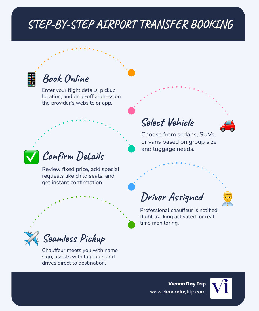 Step-by-step private airport transfer booking process infographic infographic