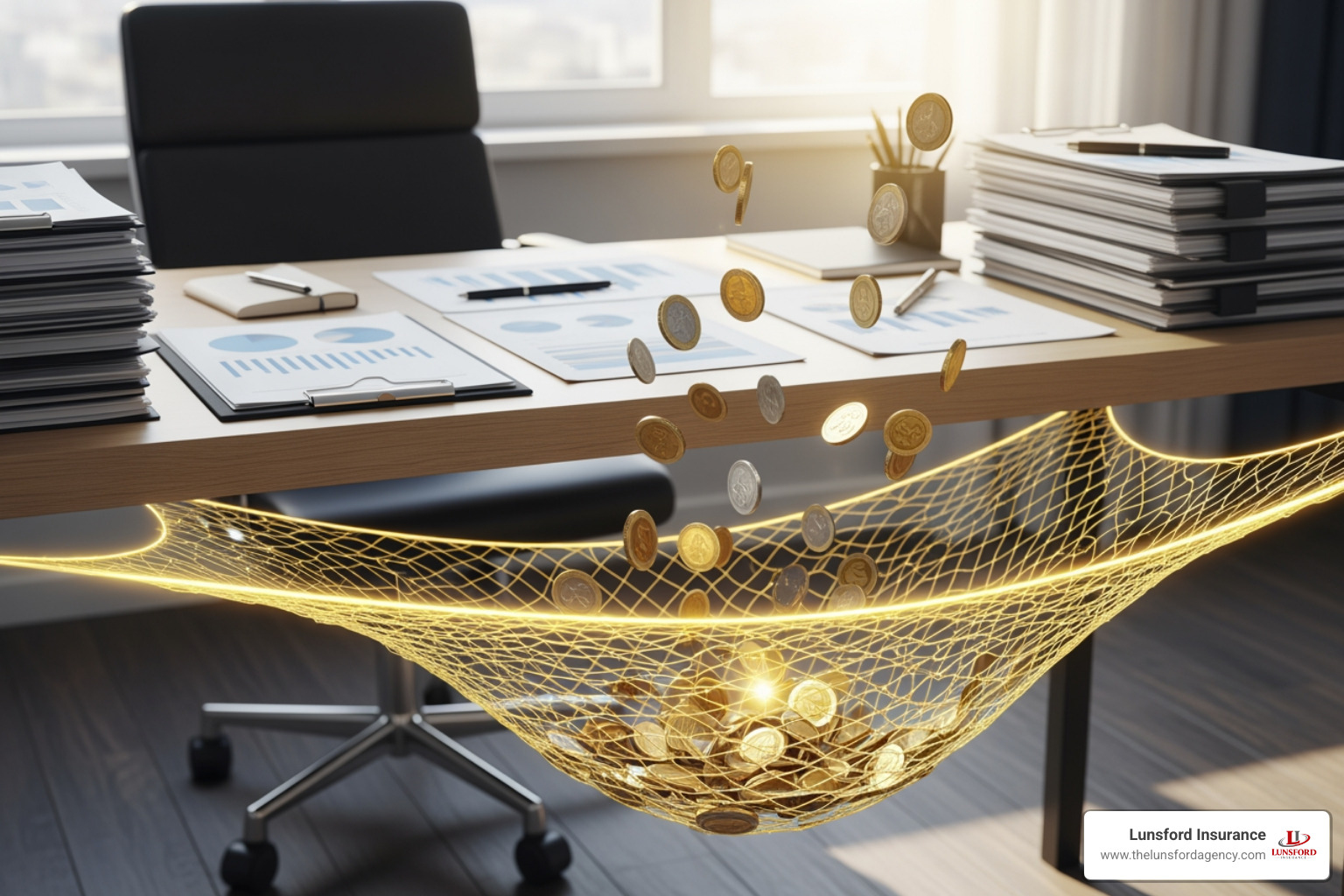 Professional setting showing a representation of a safety net Professional setting showing a representation of a safety net