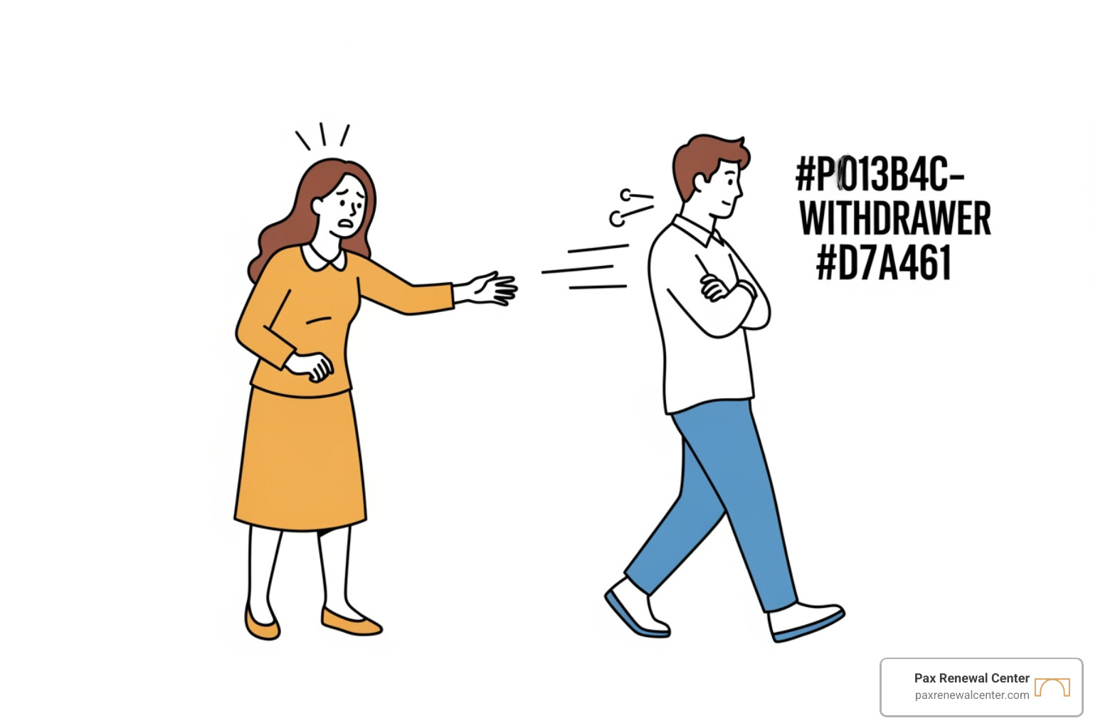 Illustration of the pursuer-withdrawer dynamic showing emotional distance and tension