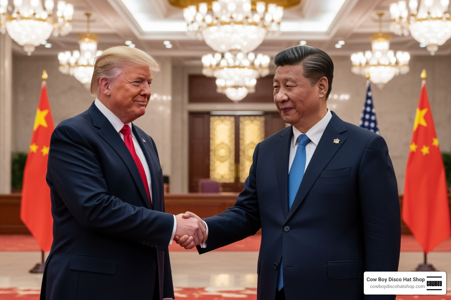 Trump and Xi Jinping shaking hands at the Great Hall of the People Beijing May 2026