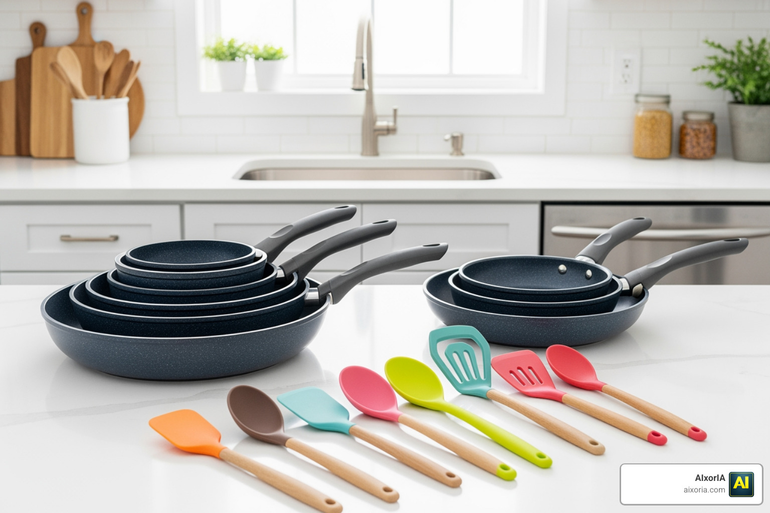 non-toxic ceramic pans and silicone spatulas