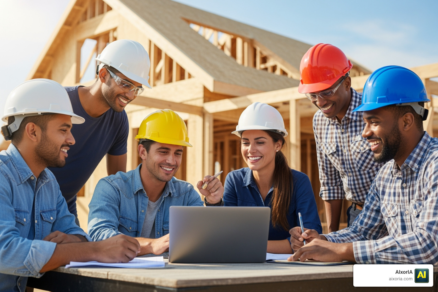A small construction team participating in a software training workshop