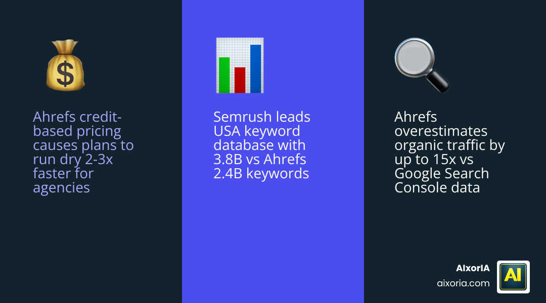 Bar chart comparing Ahrefs traffic estimates vs industry alternatives and actual GSC data infographic