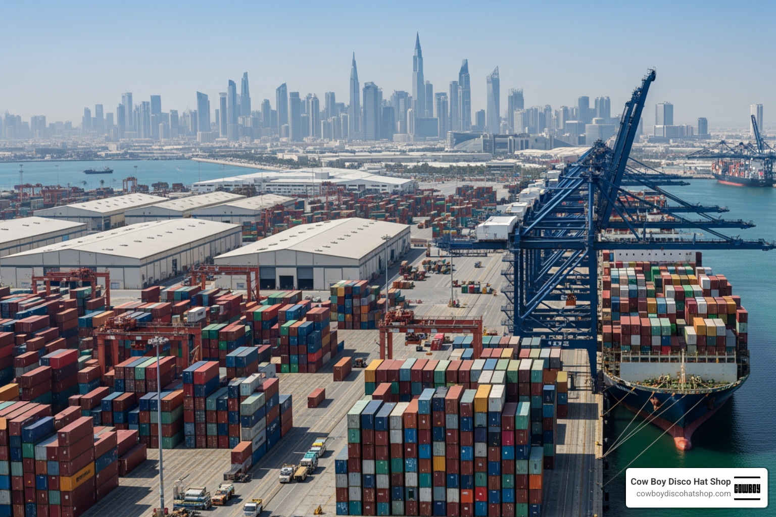 Shipping containers in a Dubai free zone port Shipping containers in a Dubai free zone port