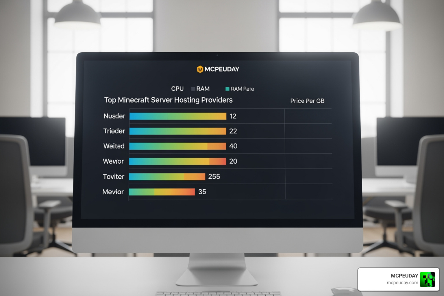 Comparison of top Minecraft hosting providers by performance and price