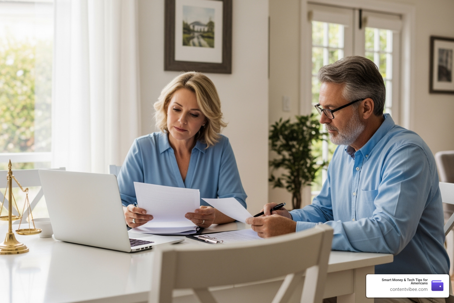Couple discussing a settlement agreement for asset offsetting