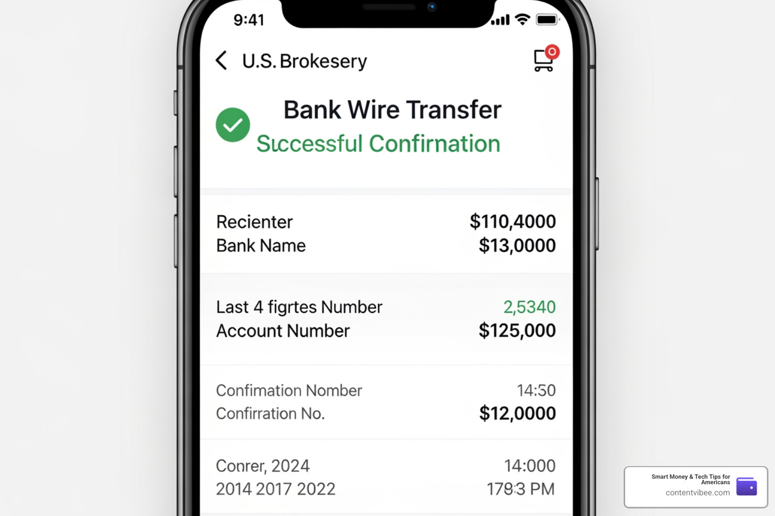 A digital confirmation of a successful bank wire transfer
