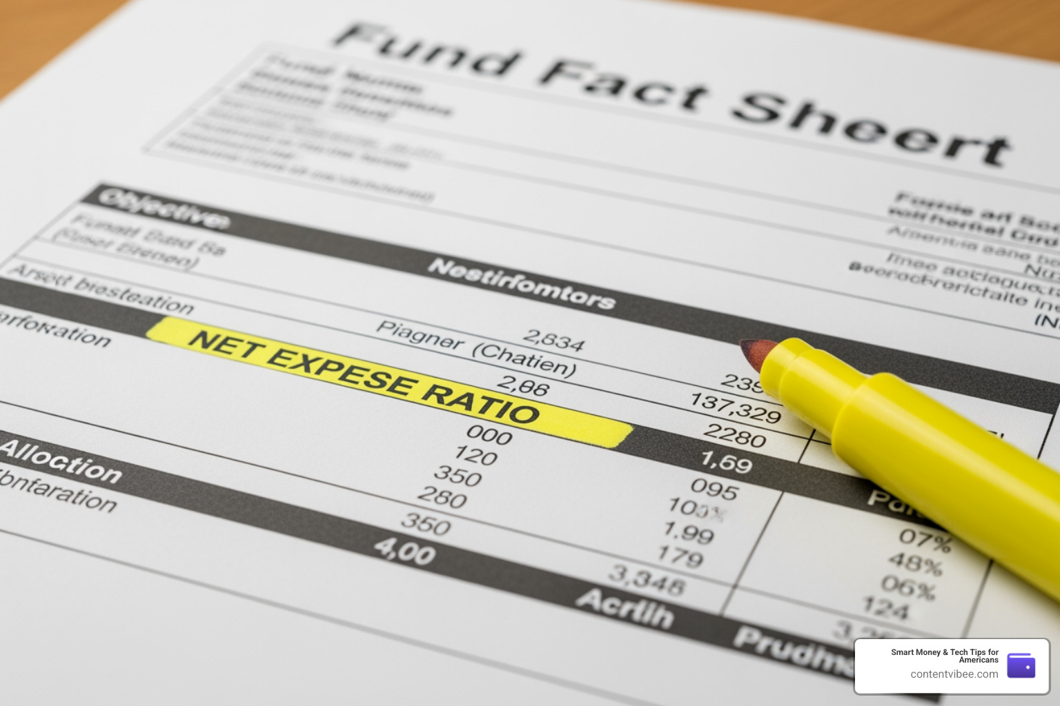 A fund fact sheet highlighting the net expense ratio section