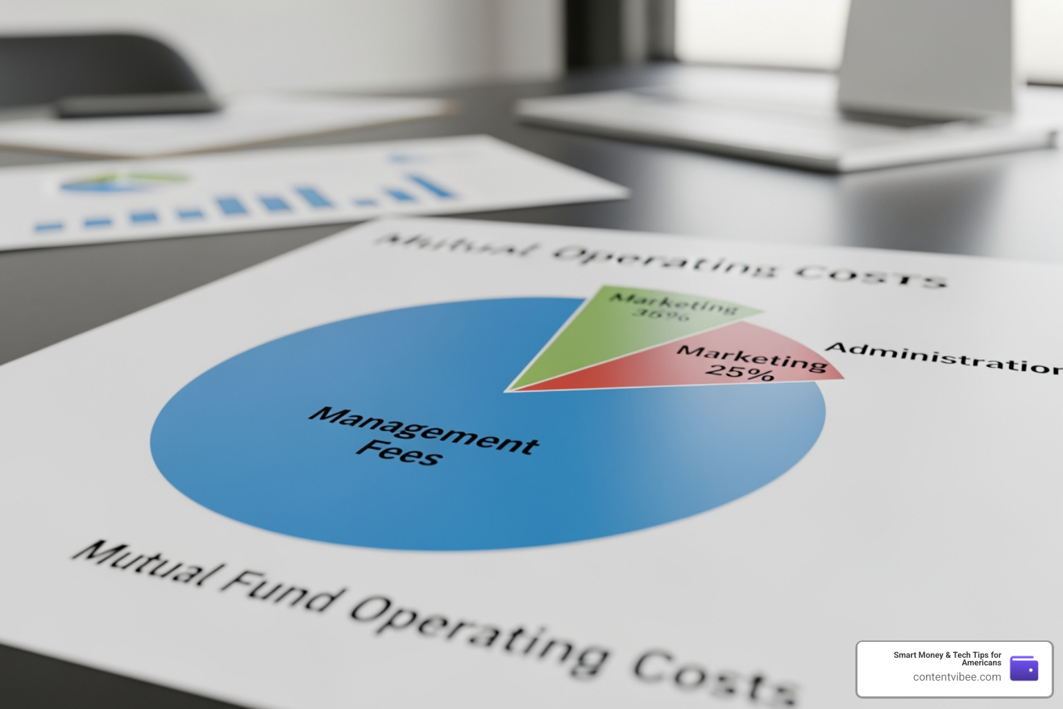 Pie chart showing fund operating costs including management, marketing, and administration