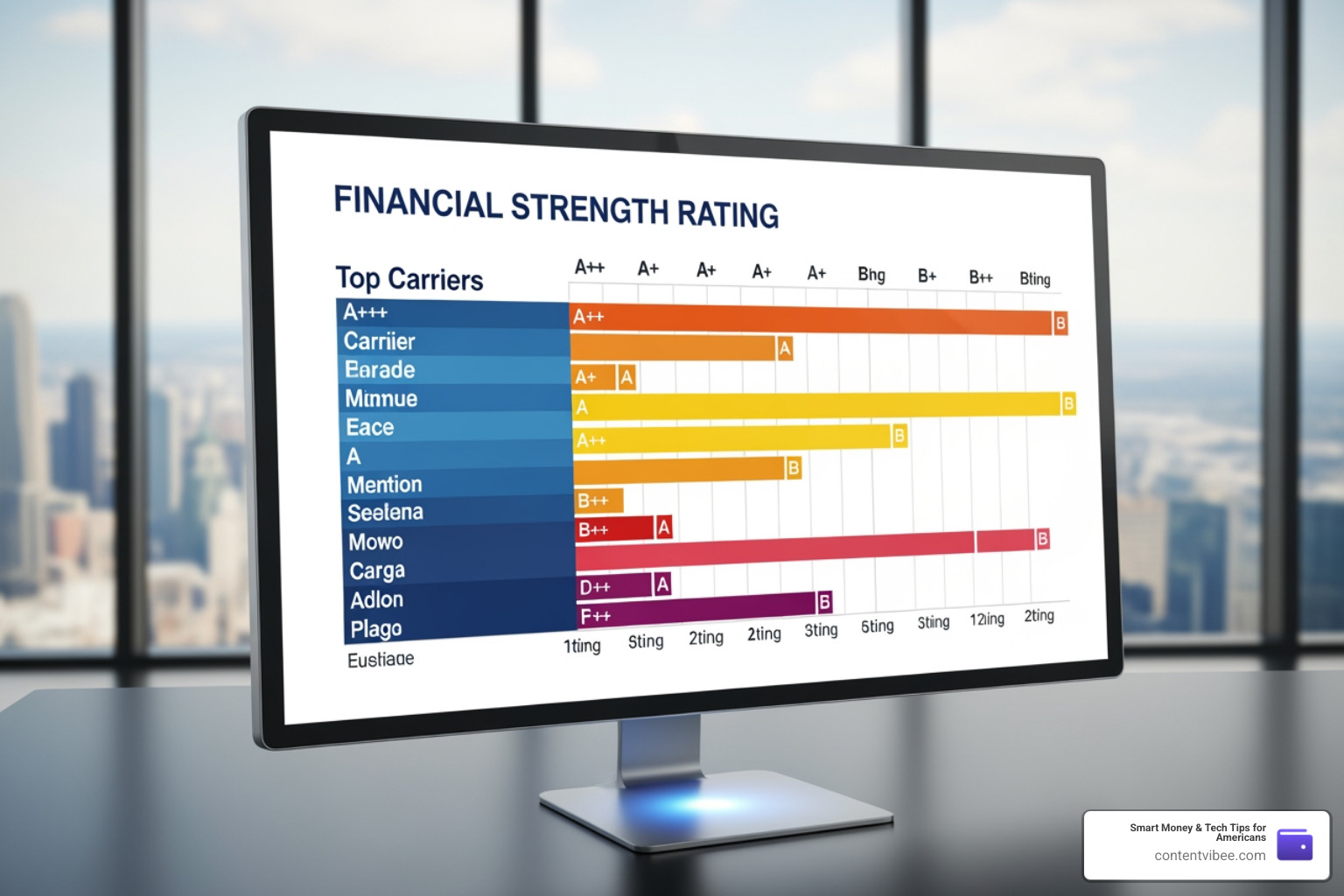 Financial strength report showing top insurance carrier ratings