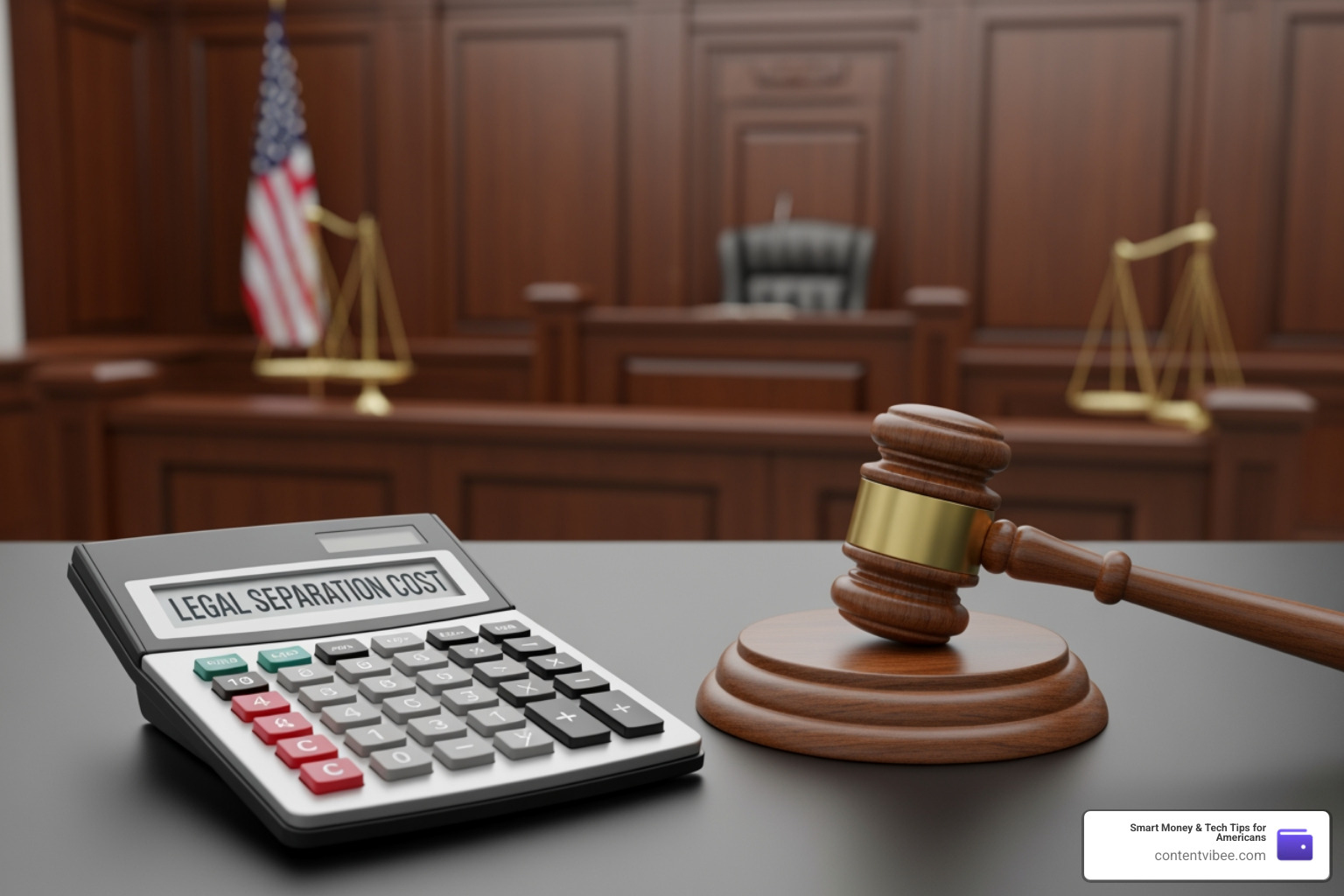 legal separation cost calculator and gavel
