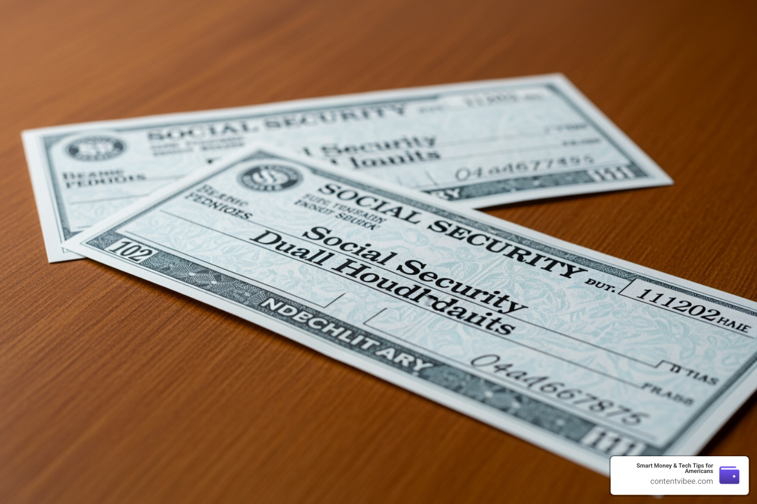 two Social Security checks representing dual household benefits