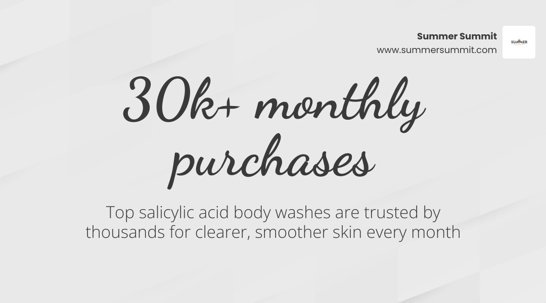 Statistics showing 30k+ monthly purchases of top salicylic body washes infographic