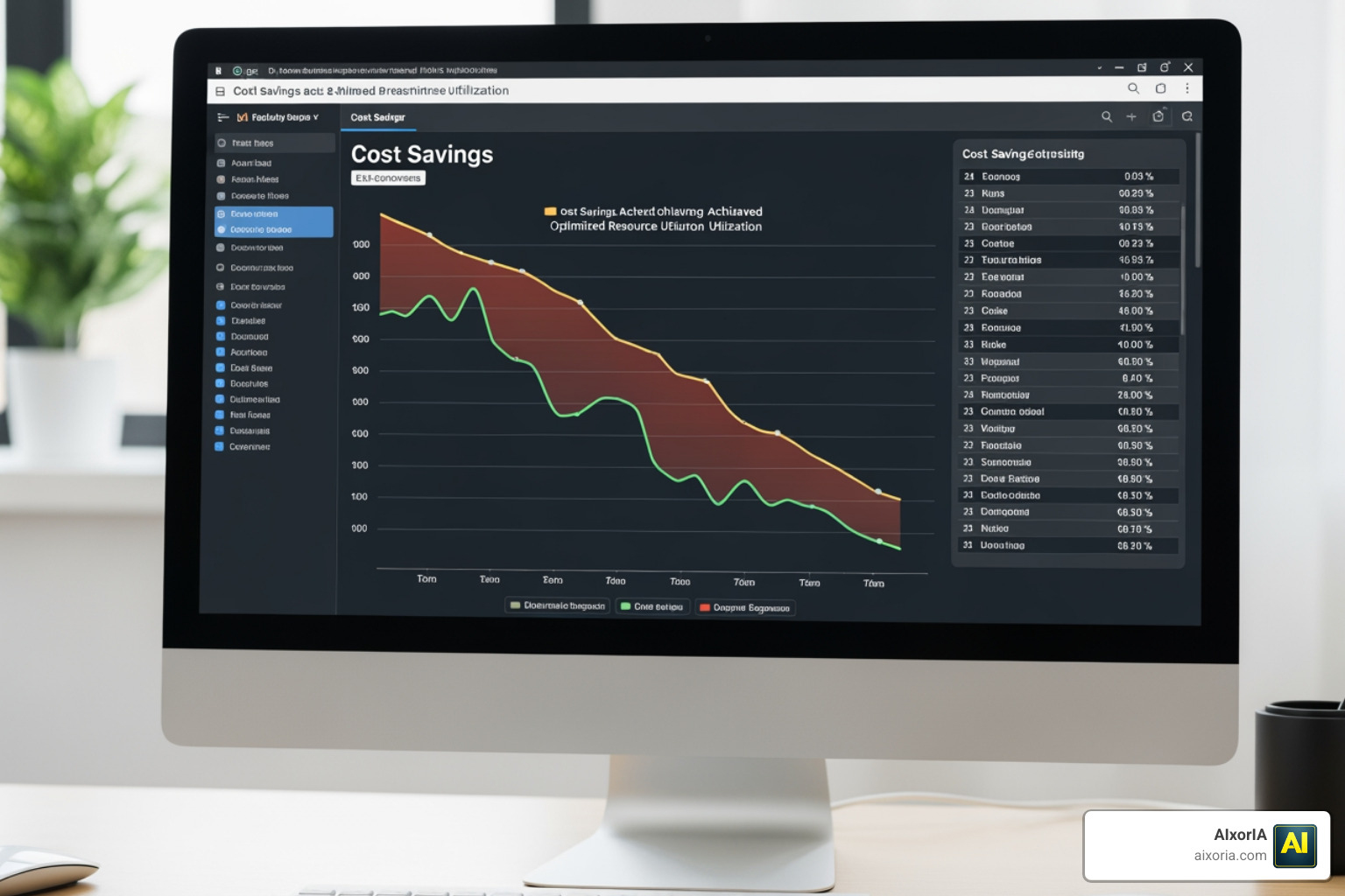 A chart showing cost savings from optimized resource utilization