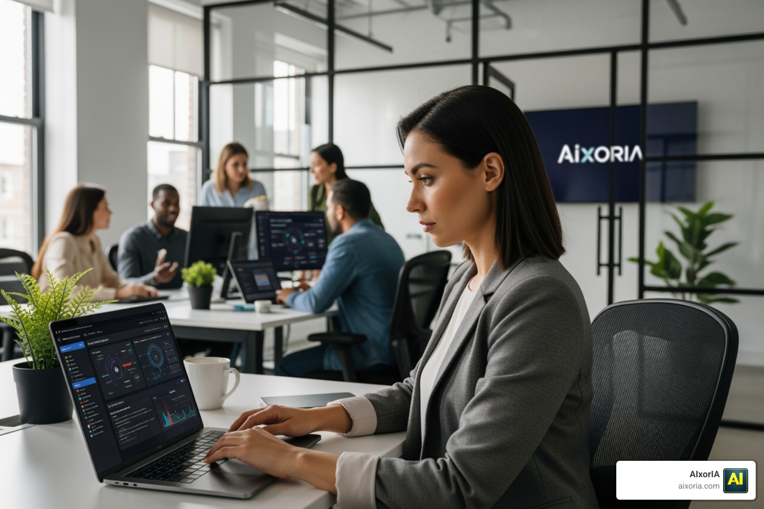 A project manager using AI software to balance team workloads