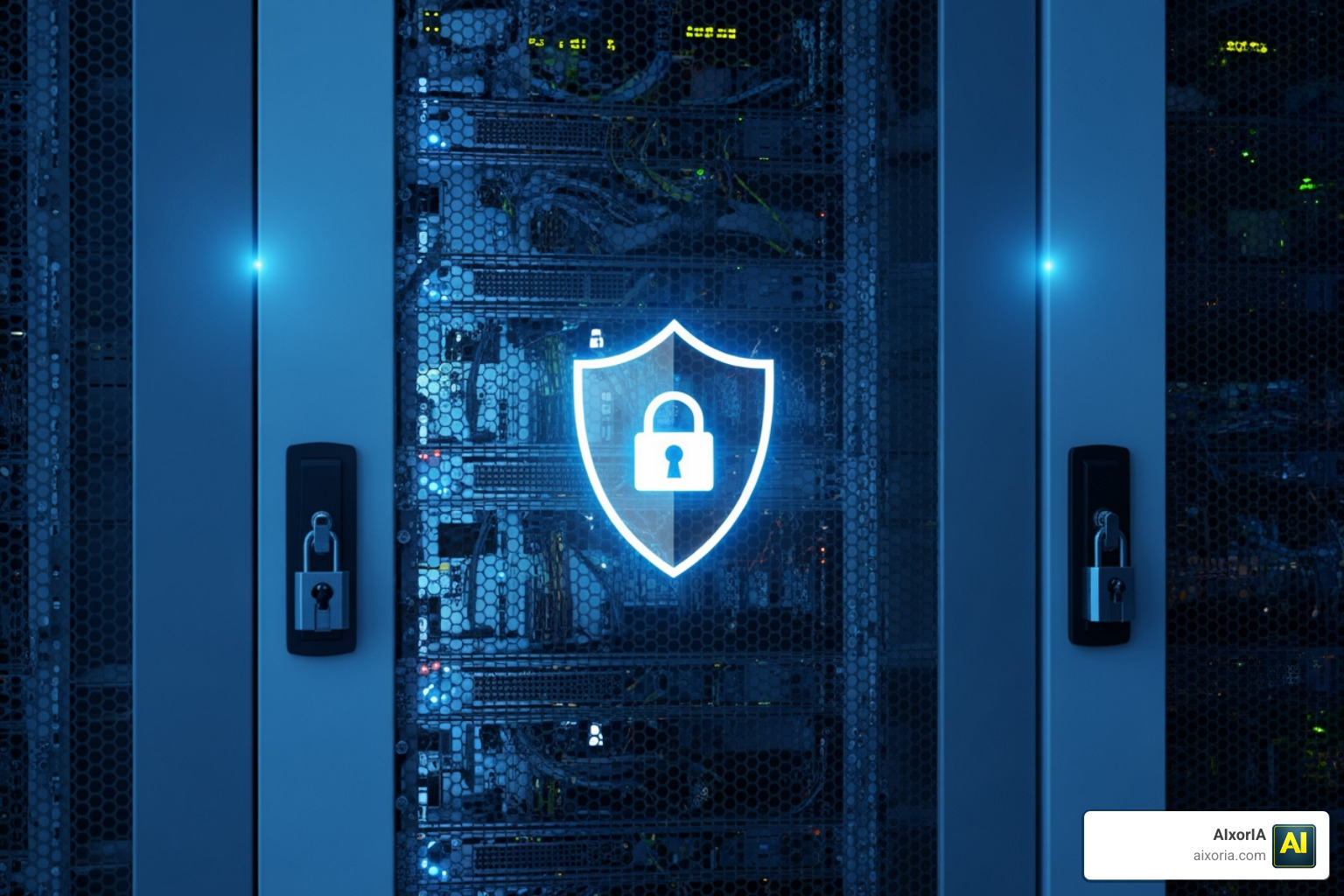 A secure data server representing the importance of data privacy in AI