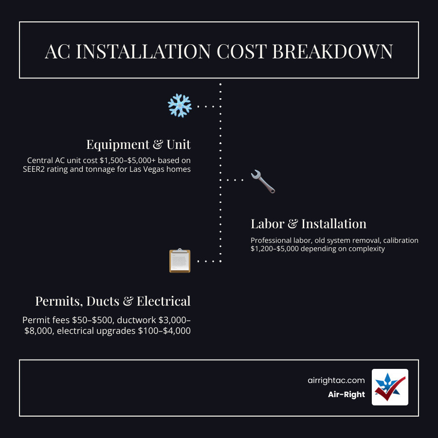 AC installation cost breakdown infographic showing cost components and typical price ranges infographic AC installation cost breakdown infographic showing cost components and typical price ranges infographic