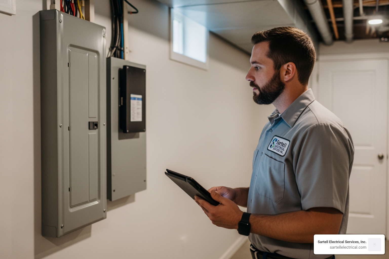 electrician calculating project costs for panel box replacement electrician calculating project costs for panel box replacement