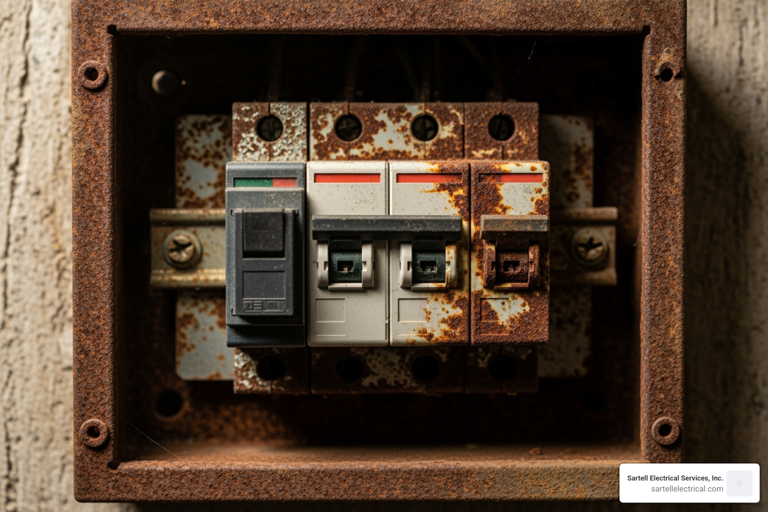 corroded and outdated breaker box needing replacement corroded and outdated breaker box needing replacement